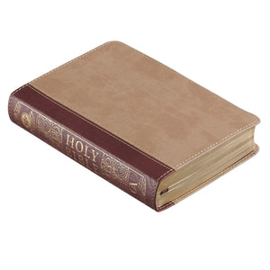 KJV Holy Bible, Compact Bible - Two-Tone Brown Faux Leather Bible w/Ribbon Marker, Red Letter Edition, King James Version