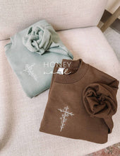 Load image into Gallery viewer, Embroidered Floral Cross Sweatshirt