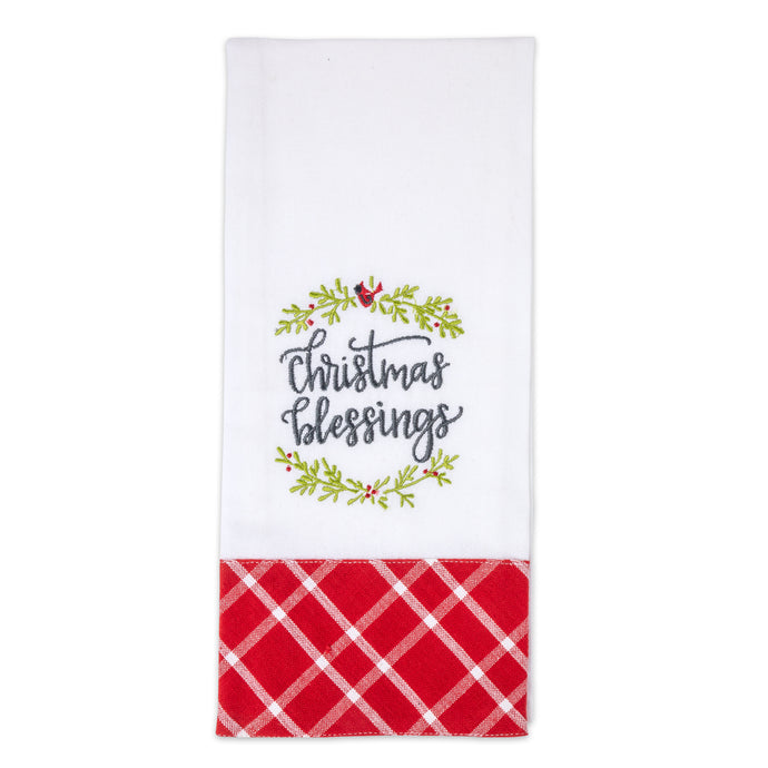 Christmas Blessing Embroidered Tea Towel