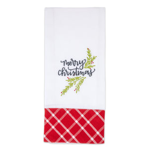 Merry Christmas Embroidered Tea Towel