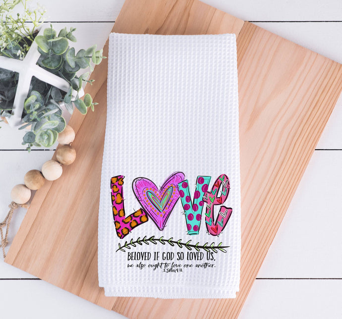 Love Bible Verse Valentine Kitchen Dish Towel