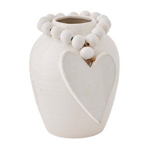 Short Stoneware Beaded Vase