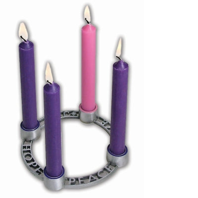 Mini Advent Wreath W/Purple & Pink Candles