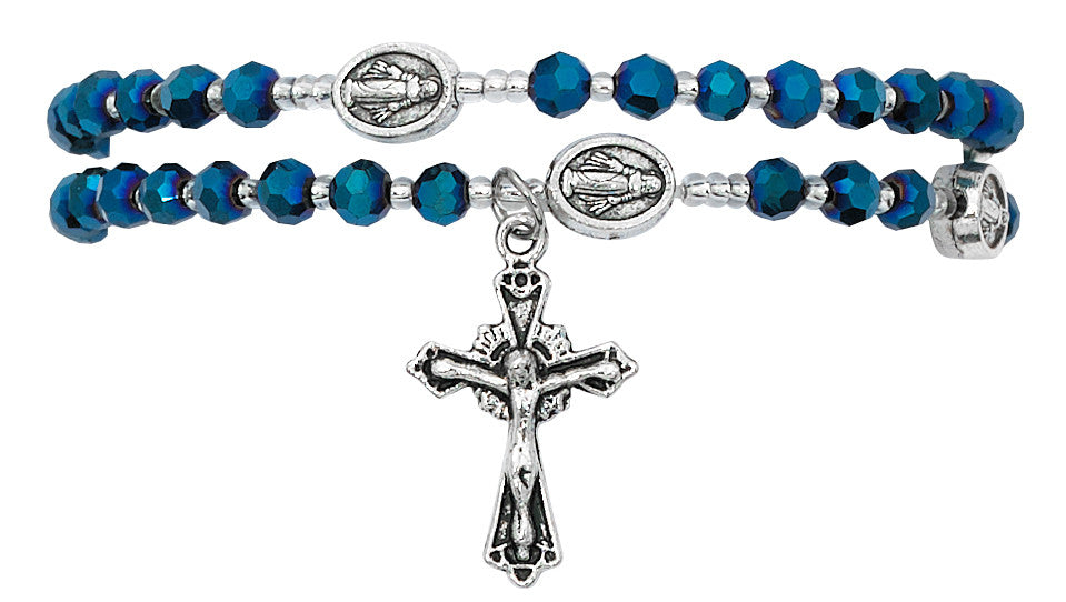 Blue Twist Miraculous Rosary Bracelet