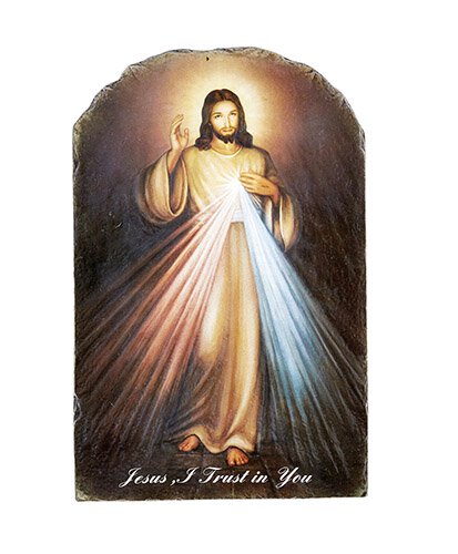 Marco Sevelli Arched Tile Plaque with Stand - Divine Mercy