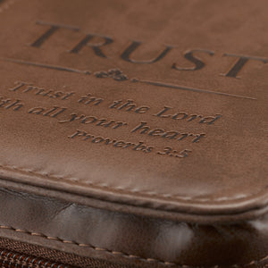 Trust In the Lord Brown Faux Leather Classic Bible Cover - Proverbs: 3:5 (Large)