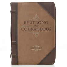 Load image into Gallery viewer, Be Strong and Courageous Portfolio Design Faux Leather Classic Bible Cover - Joshua 1:9 (Large)