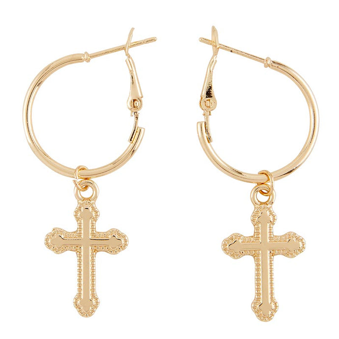 Cross Hoop Earrings