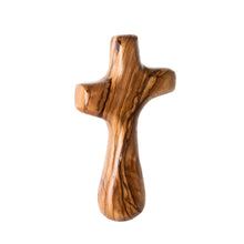 Load image into Gallery viewer, Olive Wood, Holding Cross w/ meditation booklet