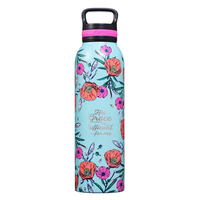 His Grace Stainless Steel Water Bottle - 2 Corinthians 12:9