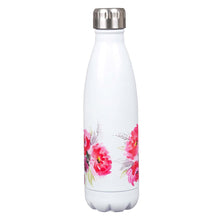 Load image into Gallery viewer, Be Still &amp; Know White Floral Stainless Steel Water Bottle - Psalm 46:10