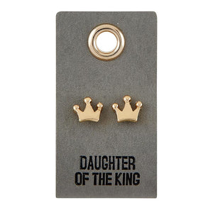 Leather Tag Earrings - Crown