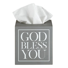 Load image into Gallery viewer, Square Tissue Box Cover - Grey with White Text