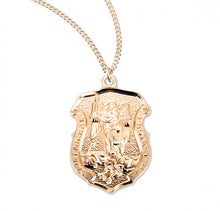 Load image into Gallery viewer, Saint Michael Gold Over Sterling Silver Badge Medal