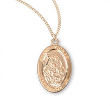 Load image into Gallery viewer, Saint Michael Oval Gold Over Sterling Silver Medal