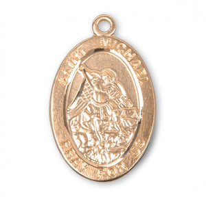 Saint Michael Oval Gold Over Sterling Silver Medal