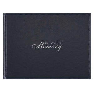 In Loving Memory Navy Faux Leather Medium Guest Book