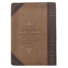 Load image into Gallery viewer, Strong and Courageous Antiqued Zippered Classic LuxLeather Journal - Joshua 1:9