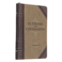 Load image into Gallery viewer, Strong and Courageous Antiqued Zippered Classic LuxLeather Journal - Joshua 1:9