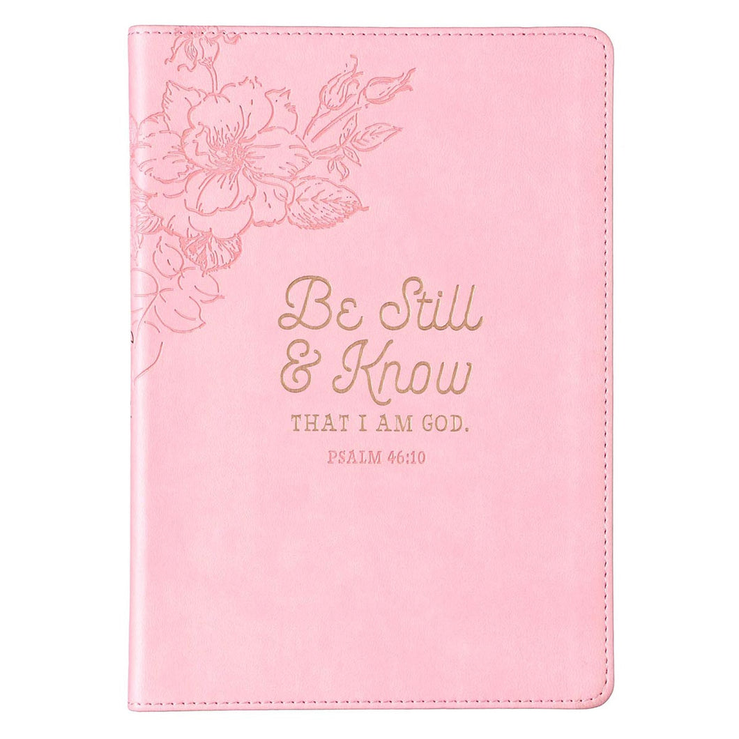Be Still & Know Pink Slimline Faux Leather Journal - Psalm 46:10