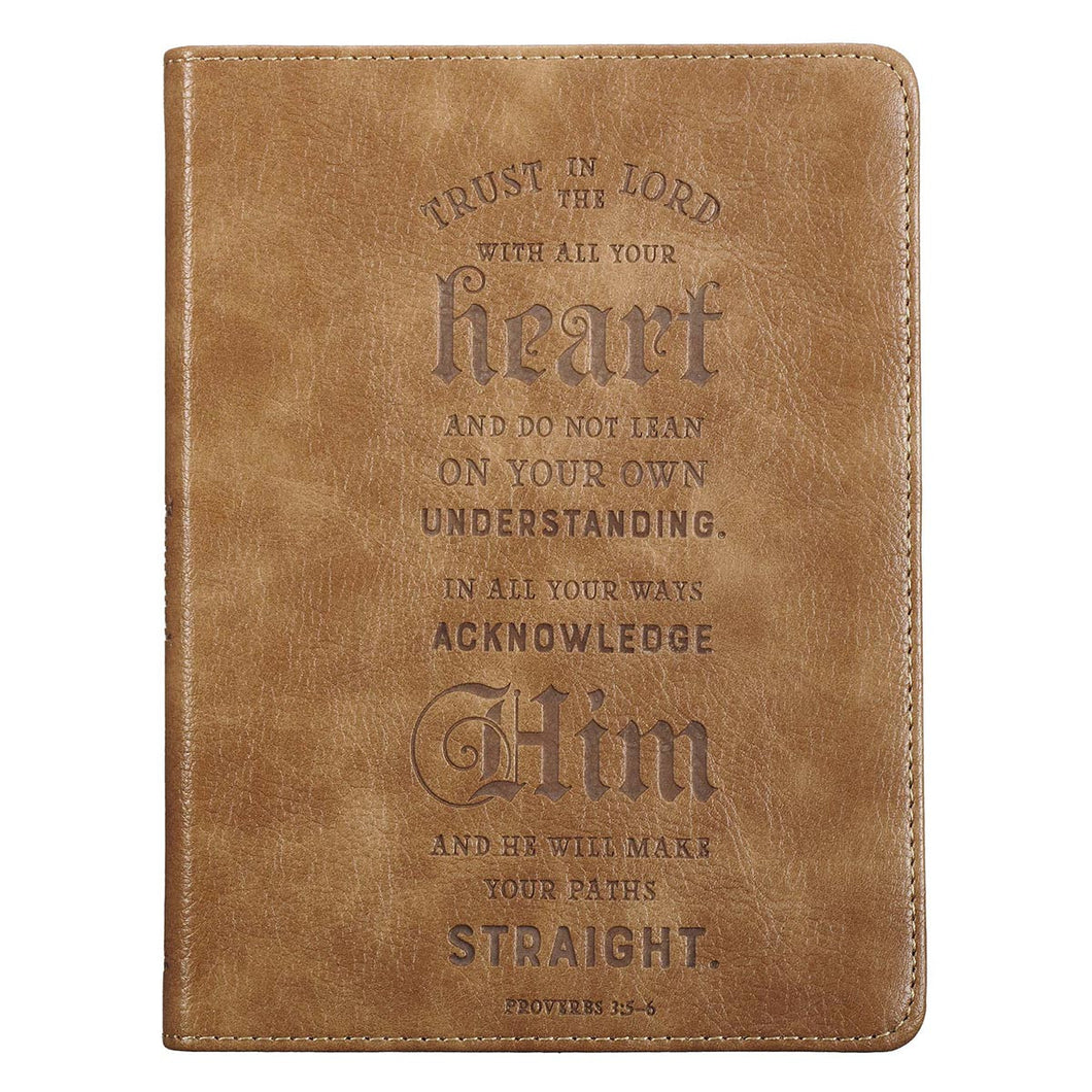 Trust in The Lord Handy-Sized Faux Leather Journal in Brown - Proverbs 3: 5-6