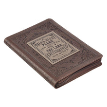 Load image into Gallery viewer, A Man&#39;s Heart Classic Faux Leather Zippered Journal in Brown - Proverbs 16:9
