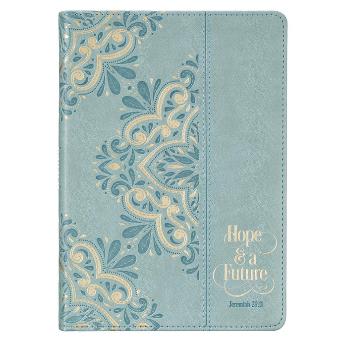 Hope & a Future Powder Blue Classic Faux Leather Journal - Jeremiah 29:11