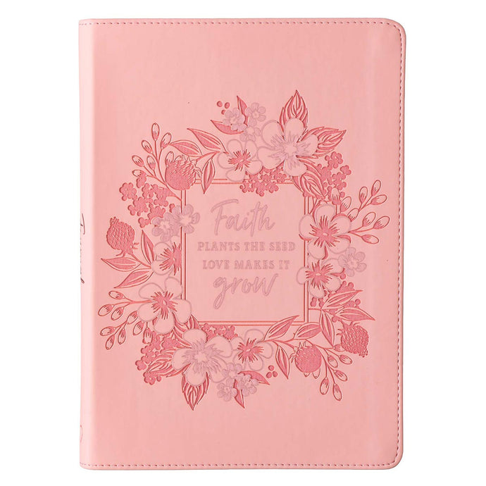 faith plants the seed love makes it grow Faith Plants The Seed Pink Faux Leather Classic Journal – Seedlings Gifts & Books