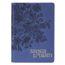 Load image into Gallery viewer, Strength &amp; Dignity Zippered Faux Leather Journal in Navy