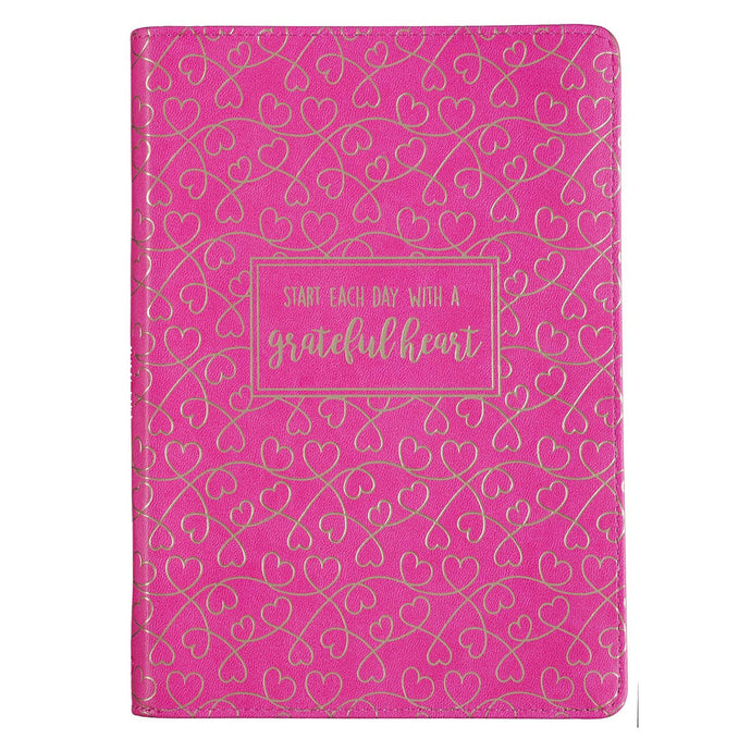Grateful Heart Zippered Faux Leather Journal in Rose Pink