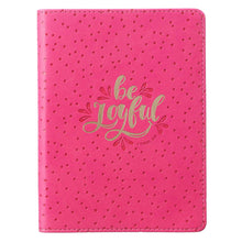 Load image into Gallery viewer, Be Joyful Bright Pink Handy-size Faux Leather Journal