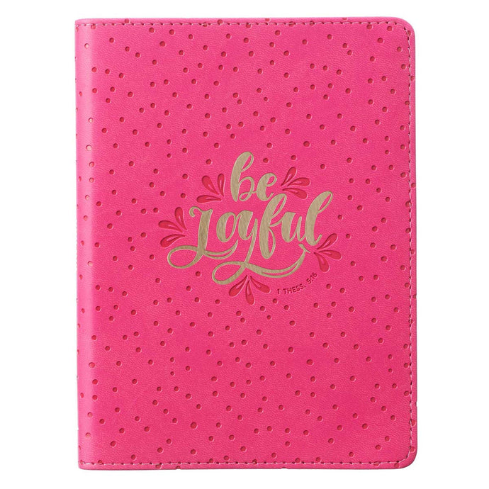 Be Joyful Bright Pink Handy-size Faux Leather Journal