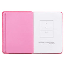 Load image into Gallery viewer, Be Joyful Bright Pink Handy-size Faux Leather Journal