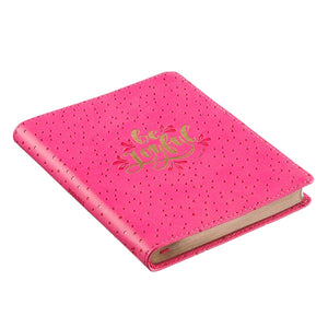 Be Joyful Bright Pink Handy-size Faux Leather Journal