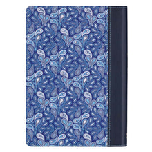 Load image into Gallery viewer, Be Still &amp; Know Blue Paisley Quarter-bound Faux Leather Classic Journal - Psalm 46:10