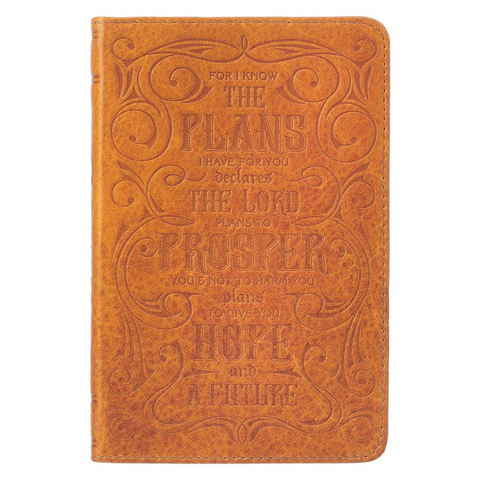 I Know the Plans Butterscotch Handy-sized Full Grain Leather Journal - Jeremiah 29:11