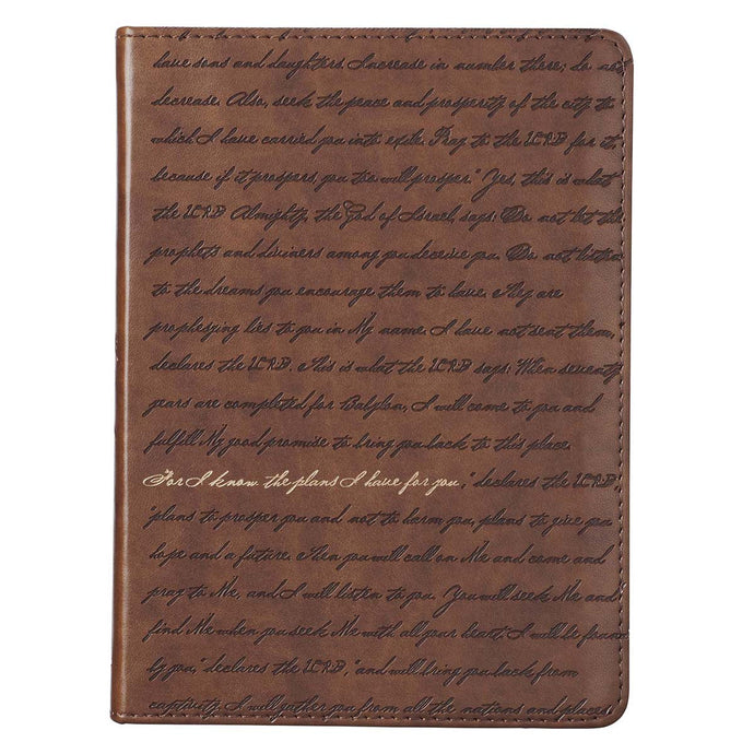 I Know the Plans Brown Handy-size Faux Leather Journal - Jeremiah 29:11