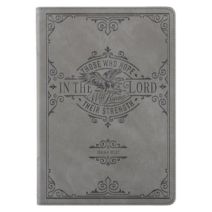 Hope in the LORD Gray Faux Leather Classic Journal - Isaiah 40:31