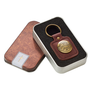Journey Brown Faux Leather Key Ring - Jeremiah 29:11