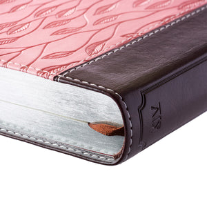 Brown and Pink Half-bound Faux Leather Compact King James Version Bible