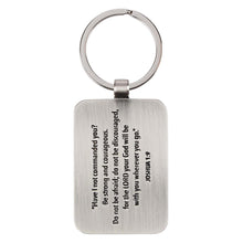 Load image into Gallery viewer, Be Strong &amp; Courageous Black Metal Keyring in Gift Tin - Joshua 1:9