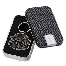 Load image into Gallery viewer, The World&#39;s Best Dad Metal Key Ring in Gift Tin - Joshua 1:9