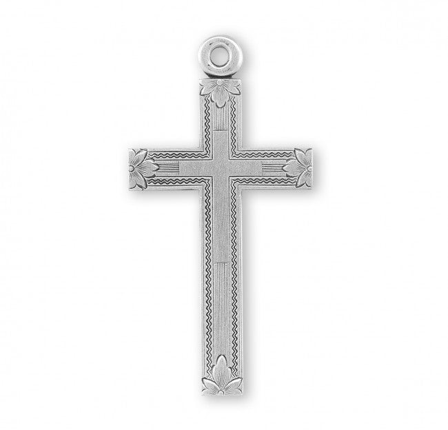 Sterling Silver Engraved Cross in Cross