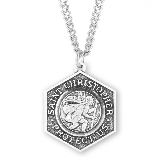 Saint Christopher Protect Us Sterling Silver Medal