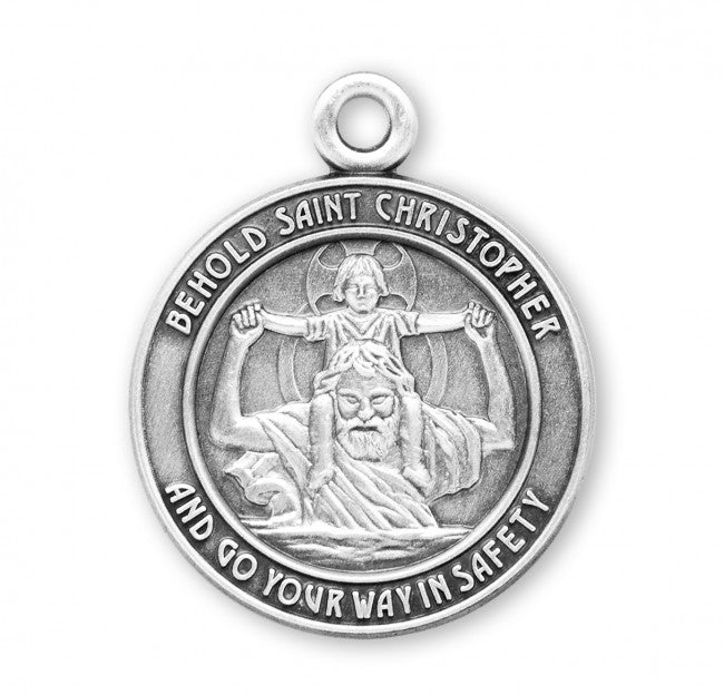 Saint Christopher Round Sterling Silver Medal