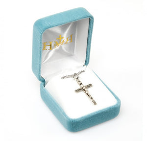 Sterling Silver Floral Engraved Crucifix Necklace