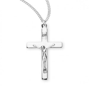 Sterling Silver High Polished Crucifix - 20" Chain