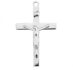 Sterling Silver High Polished Crucifix - 20" Chain