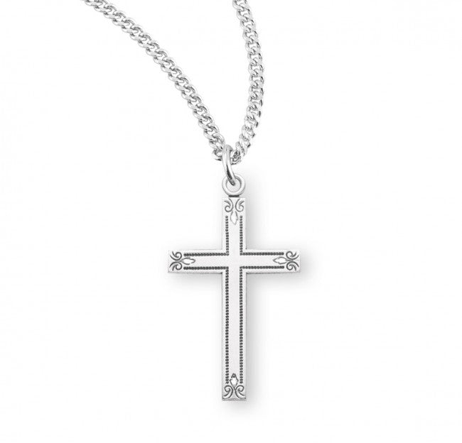 Sterling Silver Flower Tipped Cross