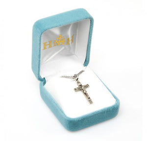 Flower Tipped Sterling Silver Crucifix Necklace